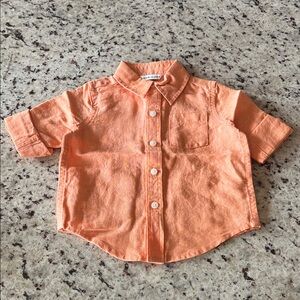 New - Janie and Jack Orange Linen Button Down Shirt